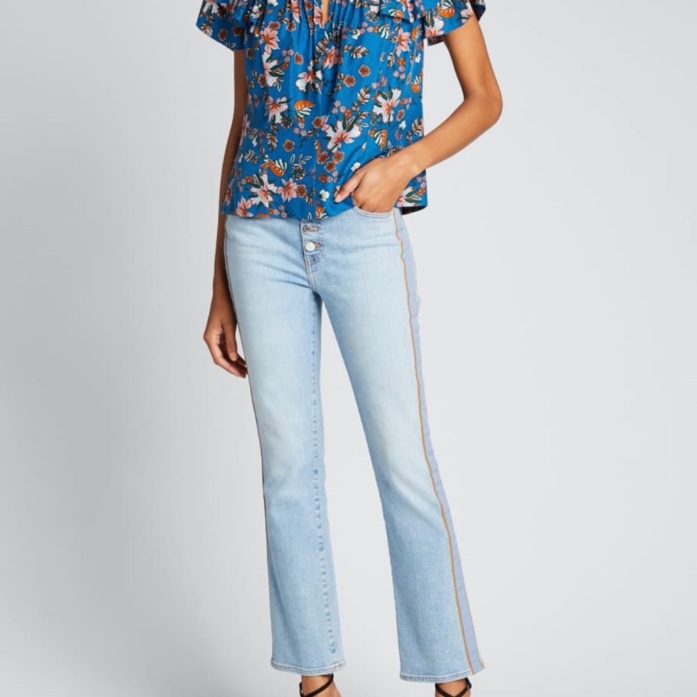 Veronica Beard Carolyn High Rise Baby Boot Cut Beacon Jean Blue Denim